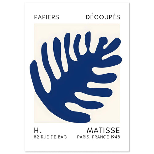 Artfulprints  Matisse – Coral bloom navy blue II   poster A4 21x29.7 cm - vtwonen shop