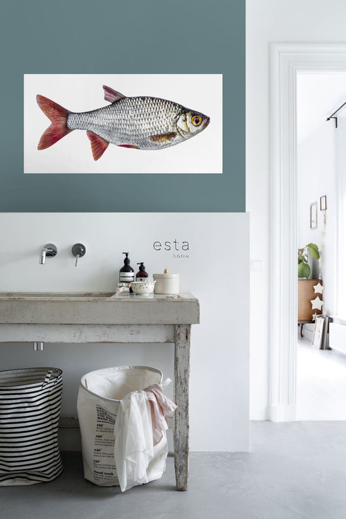 ESTAhome muursticker vis grijs en rood - 97 x 48.5 cm - 159039