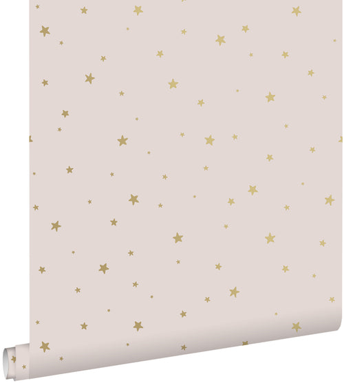 ESTAhome behang sterretjes oudroze en goud - 53 cm x 10.05 m - 139260