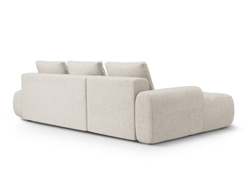Cosmopolitan Design Uitklapbare hoekbank links met opbergdoos Linz 3-zits, structurele stof beige - 142x275x84cm
