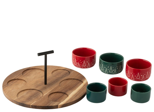 J-Line tapasplank - hout - rood/groen - large