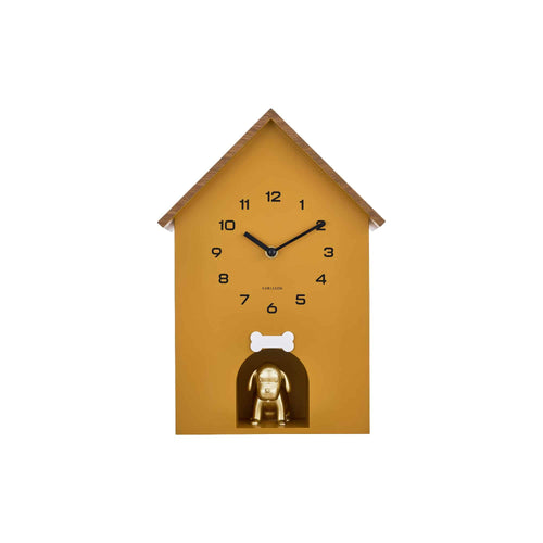 Karlsson wandklok Dog House - geel - 11.5x26.5x36.5cm