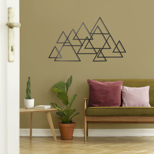 Art for the Home Metal Art - Moderne Driehoeken - Zwart - 1,11m x 64cm - vtwonen shop