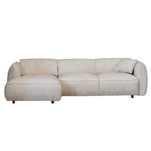 Giga Meubel Chaise Longue Links Lyon - Beige - Stof/Textiel - 265x160x74cm