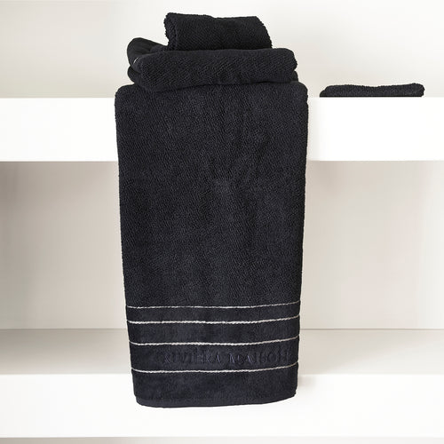 Rivièra Maison RM Elegant Towel black 140x70 - Katoen - Zwart - vtwonen shop