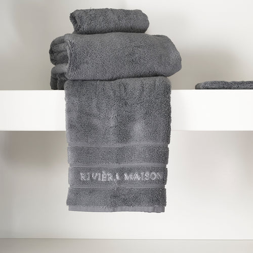 Rivièra Maison RM Hotel Towel anthracite 100x50 - Katoen - Antraciet - vtwonen shop