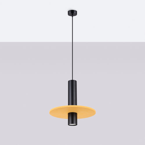 Sollux Lighting Hanglamp PELTA 1 zwart/geel - 30x30x126cm