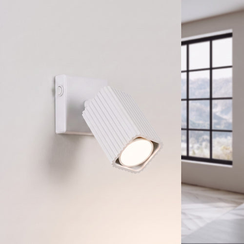 Sollux Lighting Wandlamp RAYO wit met schakelaar - 8x16x16cm