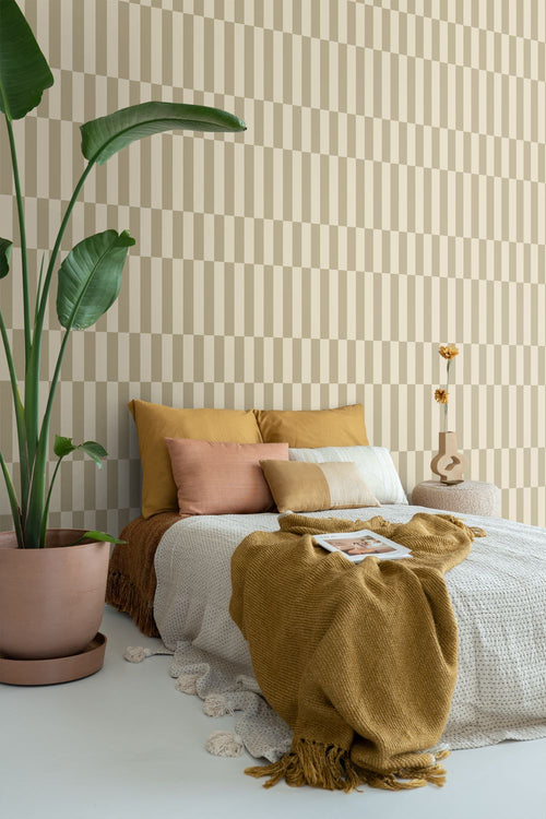 ESTAhome behang strepen donker beige - 53 cm x 10.05 m - 131212
