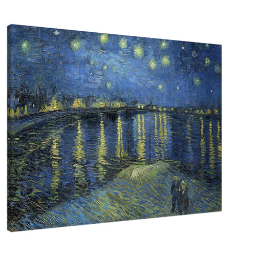 Artfulprints Canvas Vincent van Gogh - Starry night over the Rhône canvas - 90x60 cm - Blauw