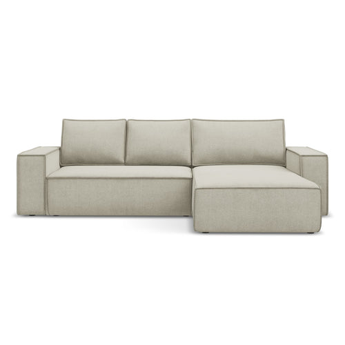 LaMiaSofa hoekbank rechts Livorno - textuurstof - lichtbeige - 290x185x82
