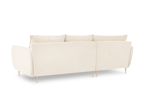 Cosmopolitan Design linker hoekbank Vienna 5-zits, flueel, lichtbeige - 170x255x95cm