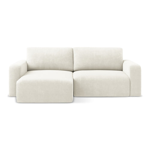 LaMiaSofa hoekbank links Ostia - chenille stof - wit - 244x149x79