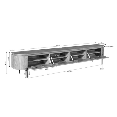Starfurn - Tv meubel Excellent - Taupe - 35x200x30 cm