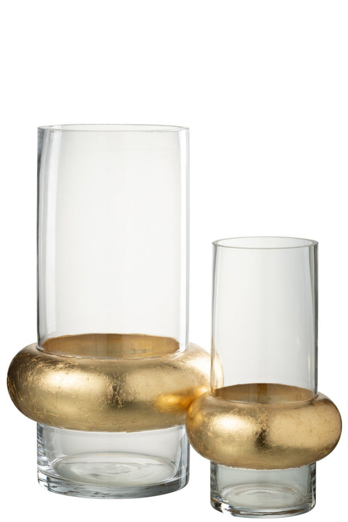 J-Line vaas Cylinder Ring Laag - glas - transparant - large - 35 cm hoog