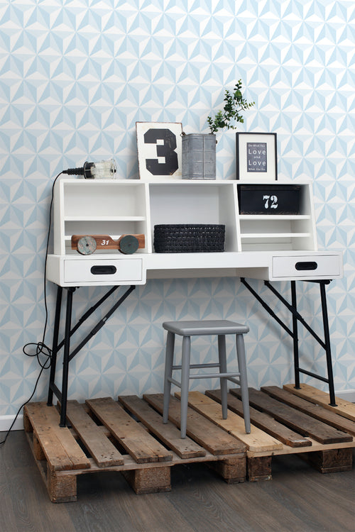 ESTAhome behang grafisch 3D motief lichtblauw - 53 cm x 10.05 m - 138912