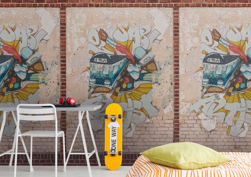 Livingwalls fotobehang graffiti bruin, beige, rood, crème en meerkleurig - 159 x 280 cm - AS-392401 - vtwonen shop