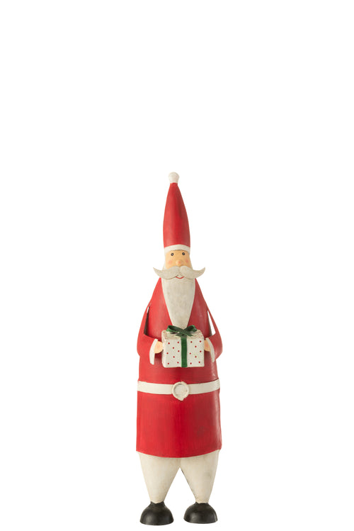 J-Line kerstfiguur Kerstman - ijzer - wit/rood - small