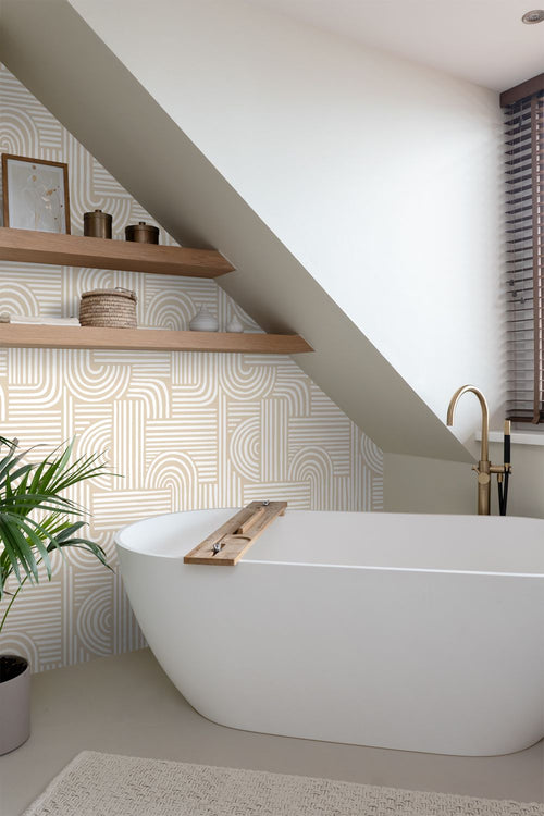 ESTAhome behang grafisch 3D motief zand beige - 53 cm x 10.05 m - 139935