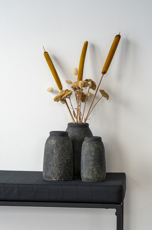 Artichok Valery vaas keramiek - set van 3 - donkergrijs - vtwonen shop