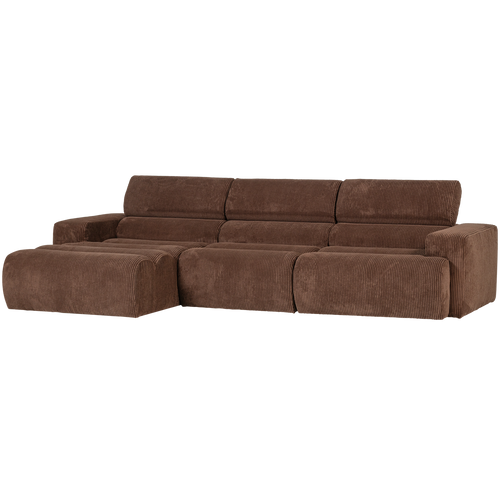 WOOOD chaise longue bank links Novi - Ribstof - Grijsbruin - vtwonen shop