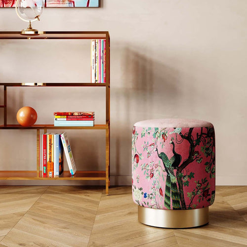 Kare Design Kruk Cherry pauw roos messing