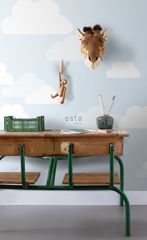 ESTAhome fotobehang wolkjes lichtblauw - 200 x 279 cm - 158842 - vtwonen shop