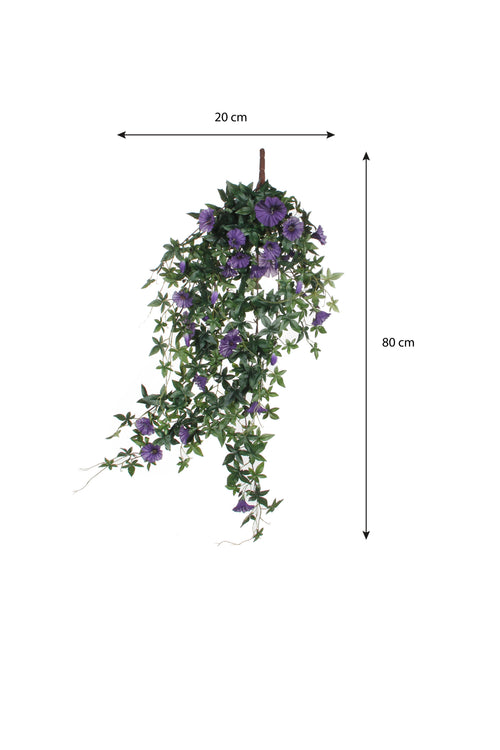 Mica Decorations Petunia Kunst Hangplant - L15 x B20 x H80 cm - Donkerpaars