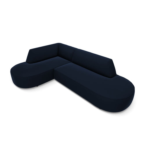 Cosmopolitan Design - Modulaire hoekbank links Siena 4-zits, flueel koningsblauw - 180x273x69cm