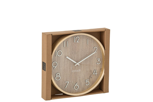 J-Line klok - multiplex/hout - licht naturel -  small - Ø 30 cm