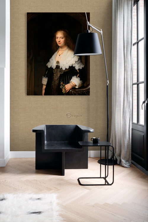 Origin Wallcoverings behang linnenstructuur donker beige - 0.53 x 10.05 m - 347862 - vtwonen shop