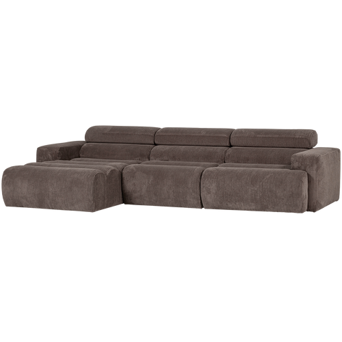 WOOOD chaise longue bank links Novi - Ribstof - Grijsbruin - vtwonen shop