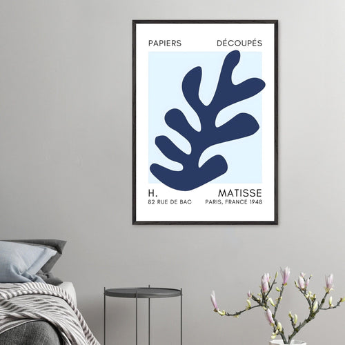 Artfulprints Poster Matisse – Ocean petals navy blue I   - A4 21x29.7 cm - Blauw