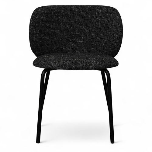 Furnhouse eetkamerstoel Nanna - Zwart - Stof (Bouclé) - Set van 4
