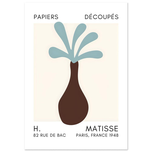Artfulprints Poster Matisse - Ocean flower turquoise   - 70x100 cm - Turquoise