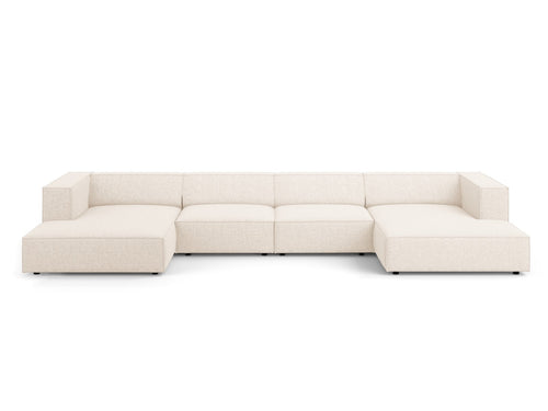 Cosmopolitan Design Panoramische bank Arendal 6-zits, chenille, lichtbeige - 166x364x70cm