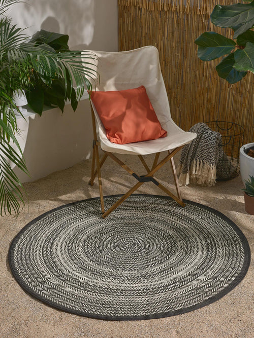 benuta binnen- en buitenkleed Metro - zwart/wit - ø 120 cm