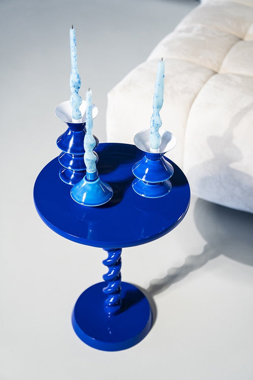 FurniLux Kaarsenhouder set van 3 yack - blauw - 10x10x19 cm - vtwonen shop