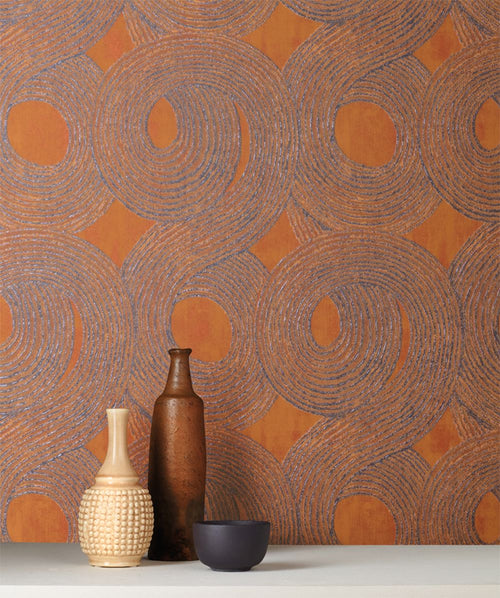 Masureel behang grafisch motief oranje - 53 cm x 10.05 m - 630856