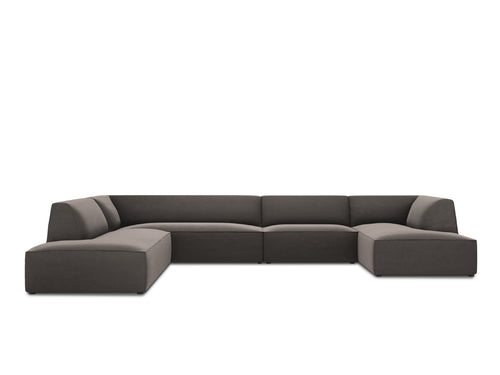 Micadoni Panoramische hoekbank links Ruby 7-zits, flueel, donkergrijs - 273x366x69cm