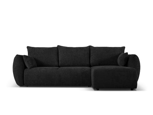 Cosmopolitan Design Converteerbare hoekbank rechts met opbergdoos Matera 4-zits, chenille, zwart - 173x253x86cm