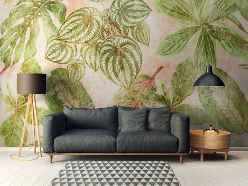 One Wall one Role fotobehang jungle-motief groen en roze - 371 x 280 cm - AS-382421 - vtwonen shop