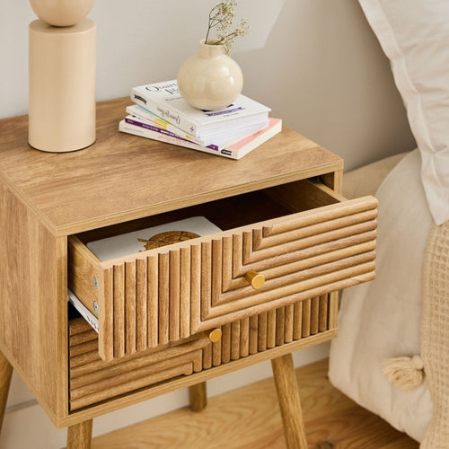 Calicosy - EDEN Nachtkastje 2 lades - Licht hout - 60x45x39 cm