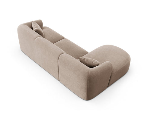 Cosmopolitan Design Modulaire hoekbank links Campi 4-zits, flueel donkerbeige - 156x256x70cm