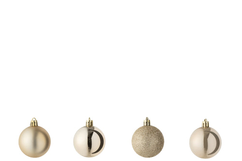 J-Line kerstbal - kunststof - champagne - doos van 40