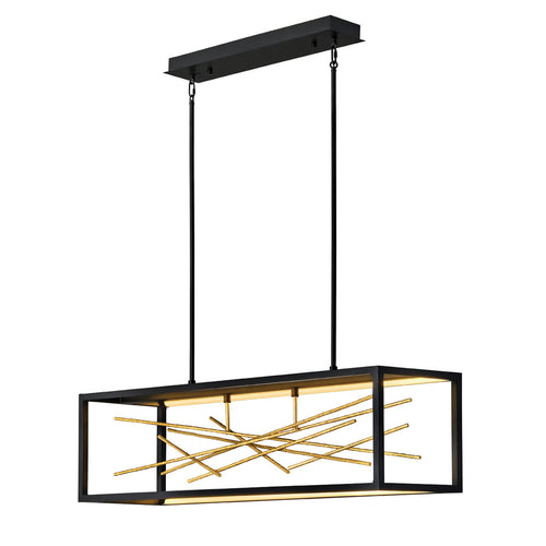 Elstead Hinkley Styx Geïntegreerde LED Bar Plafondlamp Zwart & Verguld Goud, 3000K