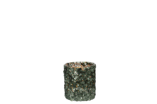 J-Line windlicht Paillettensuiker - donkergroen - small - 4 stuks