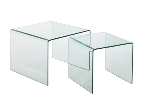 J-Line bijzettafel - glas - transparant - set van 2 - vtwonen shop