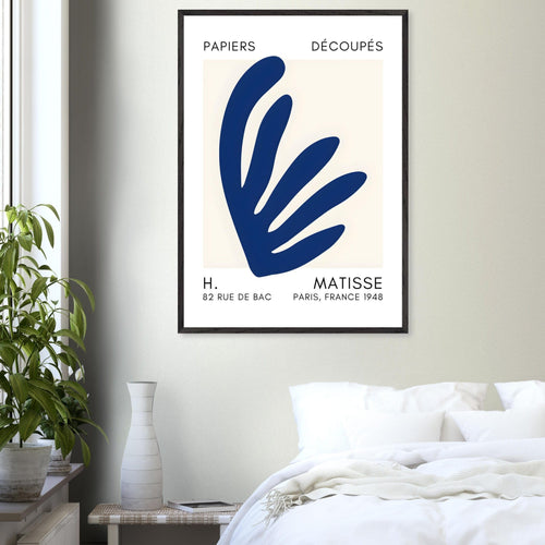 Artfulprints Poster Matisse – Aquatic impression navy blue II   - A4 21x29.7 cm - Blauw