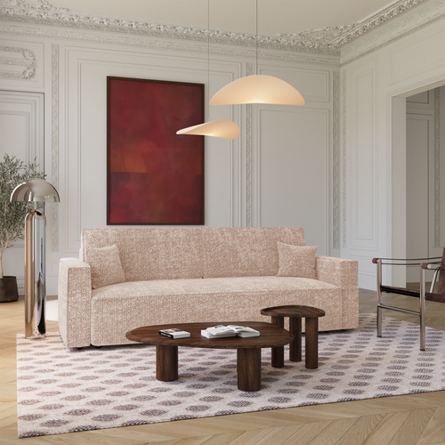 Premium Interiors - Slaapbank met opbergruimte  - stof met tweed-effect beige 254cm